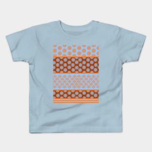 Japanese Geometric Classic Motif Patchwork Pattern Orange Kids T-Shirt